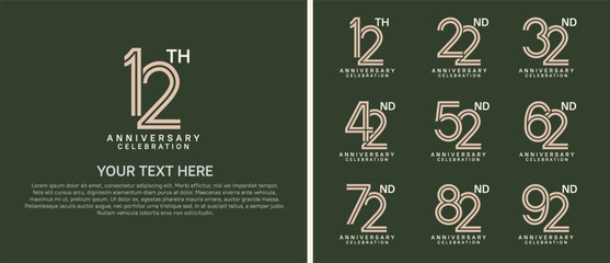 logo anniversary set. brown and white color on green background for special event