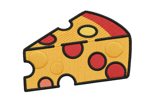 Yellow cheese slice with red dots image