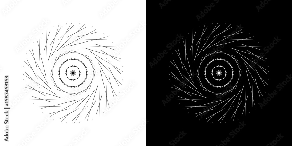 Fototapete abstract background with line pattern forming circle. spiral art design as logo or icon. black lines