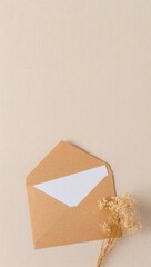 brown envelope on wood background