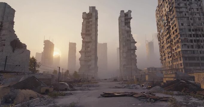 Desolate cityscape morning light
