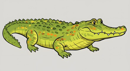 Obraz premium Cartoon Crocodile Illustration on White Background