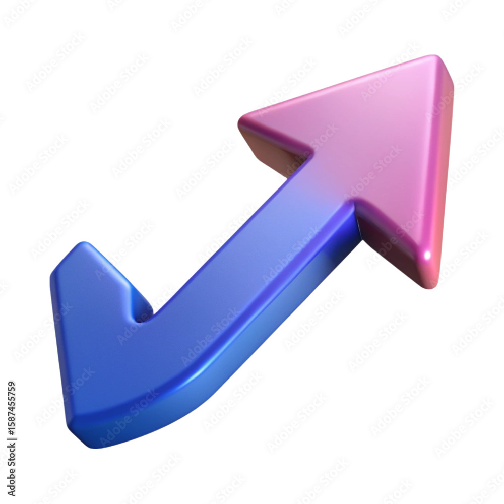 Fototapete 3d rendered upward arrow with gradient coloring against a solid black background for visual represen