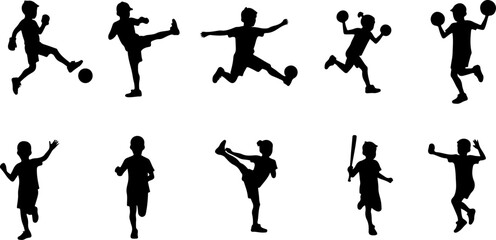 Naklejka premium American football, players, NFL, sports art, vector bundle