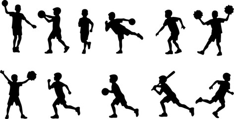Fototapeta premium American Football Player Silhouettes Collection