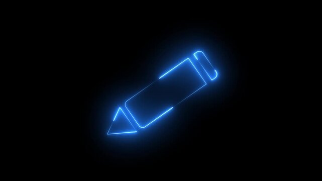 Education neon pen icon animation.