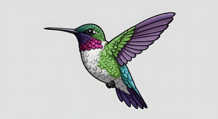 Obraz premium Colorful Hummingbird Illustration on White Background