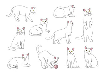 白猫イラストセット