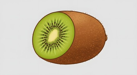 Kiwi Fruit Slice Illustration on White Background