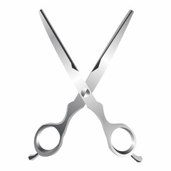 Metallic hair cutting scissors in realistic style. Perfect for barber, salon, grooming, or beauty service design themes.