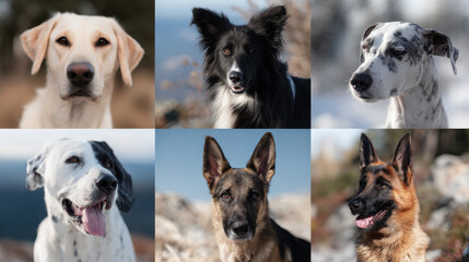 Fototapeta premium diverse collection of dog breeds showcasing their unique characteristics and traits