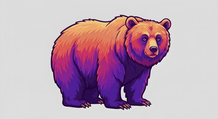 Stylized Colorful Bear Illustration