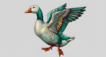 Stylized Illustration of a Goose in Flight