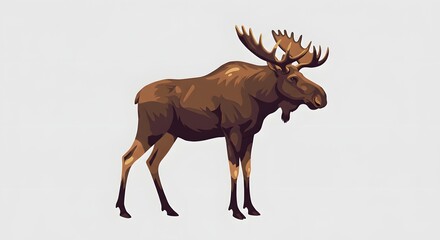 Stylized Moose Illustration on White Background
