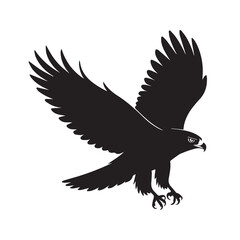Obraz premium Dramatic Eagle Silhouette A Symbol of Freedom and Power, Majestic Bird in Flight with Spreading Wings and Sharp Eyes, a Striking Visual Design