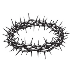 Fototapeta premium Crown of thorns religious woodcut engraving vector illustration