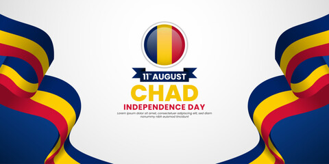 Chad independence day banner background august 11th design element with waving ribbon flag