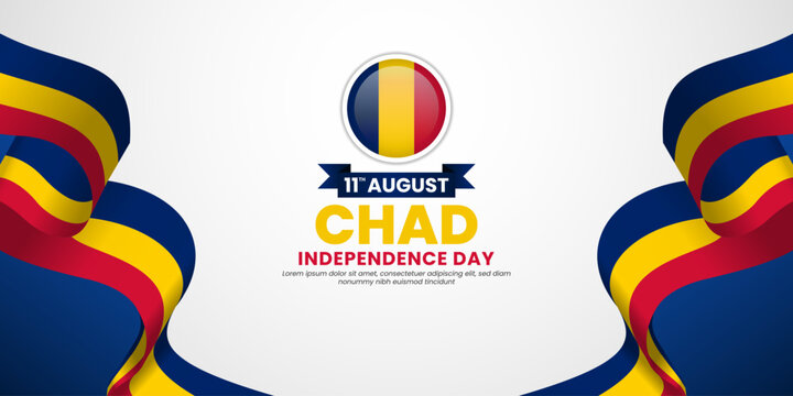 Chad independence day banner background august 11th design element with waving ribbon flag