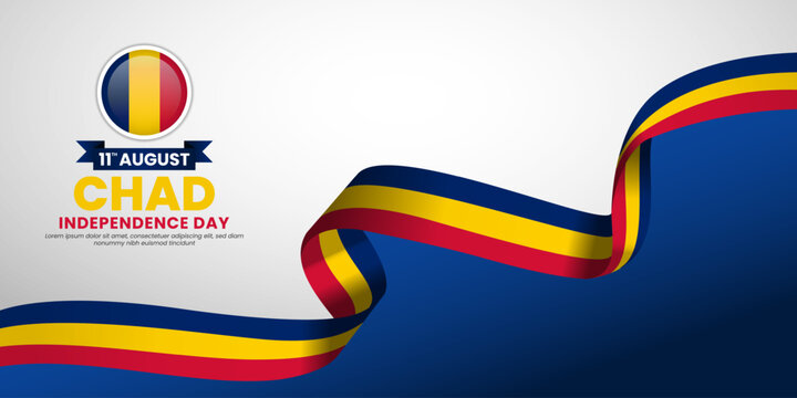 Chad flag for independence day banner background with blank space area