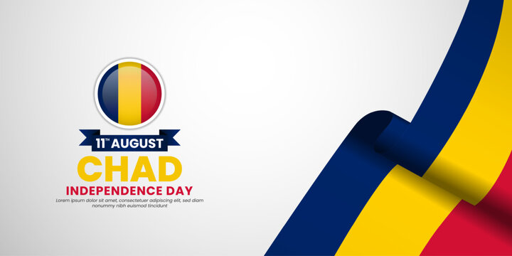 Chad flag for independence day banner background with blank space area