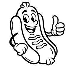 hand drawn vector illustration of a cartoon character of a hot dog smile