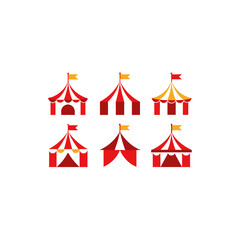  different circus tent icons set 