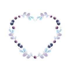 Heart Shaped Frame of Eucalyptus Branches and Blueberries