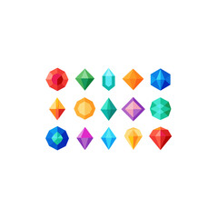  different crystal gem icons set 