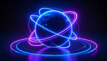 Obraz premium Neon Earth Orbiting