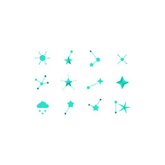 different glowing constellation icons set