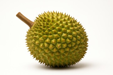 Durian Delight: A single, vibrant durian fruit is showcased, its spiky exterior in sharp focus, offering a sensory invitation to this exotic treat.