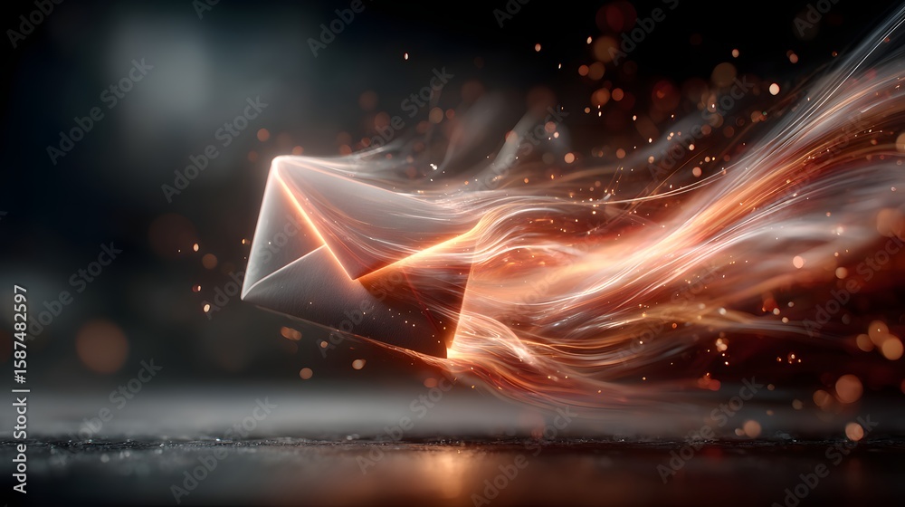 Poster captivating digital energy flow with dynamic luminous strokes creating a futuristic abstract visual 
