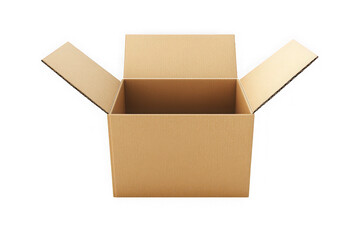 Open cardboard box illustration, packaging container, shipping box, carton box, empty box, brown box, delivery box, storage box isolated on transparent background