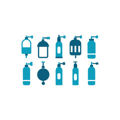 Fototapeta premium different oxygen tank diving icons set