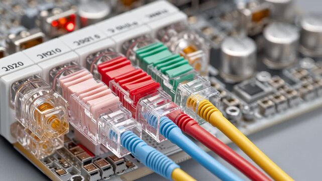 Fiber optic cable connectors linked to electronic circuit board components enable efficient data transfer in advanced digital manufacturing systems