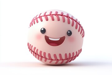 Softball isolated in 3d cartoon character on white background