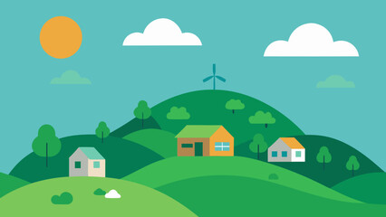 Naklejka premium landscape with houses and trees