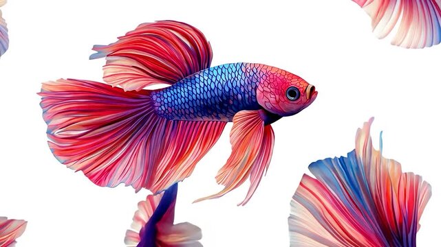 Vibrant colorful betta fish fins pattern