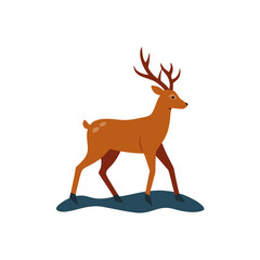 reindeer walking over rocky tundra hand sketch 