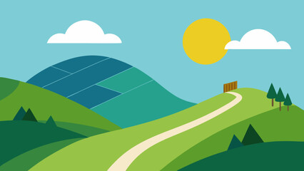 Obraz premium vector illustration of a rural landscape