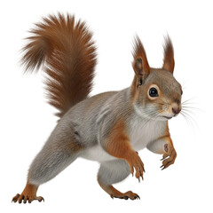 Obraz premium Squirrel Isolated on Transparent Background – Realistic Animal Cutout for Design Use