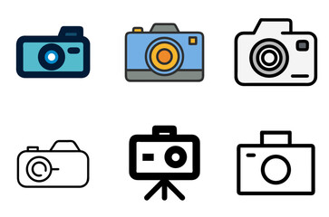 Modern camera device icon set for capturing moments and creative imaging solutions

