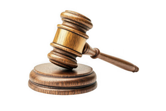 Wooden gavel hammer justice law court auction symbol judge legal system isolated on transparent background