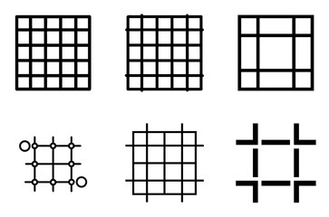 Fototapeta premium Grid Pattern Icon Design Layout Structure Alignment Symbol Set