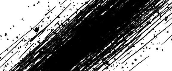 Vector grunge brush strokes texture rough black scratches for wallpaper, paint splatter template, dirt banner, watercolor design.