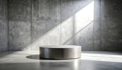 Empty concrete texture background with raw industrial loft style and metal-accented podium,