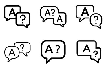 Speech bubble icon with question and answer symbols for help or support communication