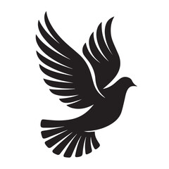 Obraz premium Elegant Dove Silhouette Symbol of Peace and Freedom - Artistic vector graphic featuring a majestic dove soaring gracefully, perfect for logos, designs, and symbolic art projects.