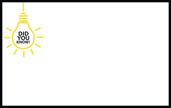 did you know like hanging bulb in frame. black frame with hanging bulb like like did you know. flat style.