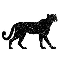 Fototapeta premium Cheetah black silhouette isolated on a transparent background